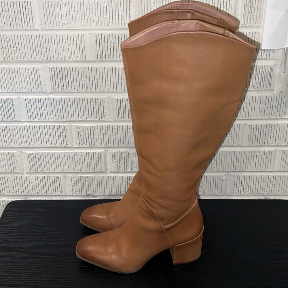 NORSTROM Cognac Leather Tall Heel Boot